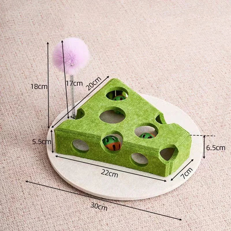 Interactive Felt Cat Puzzle Box with Bell Ball & Hunting Holes